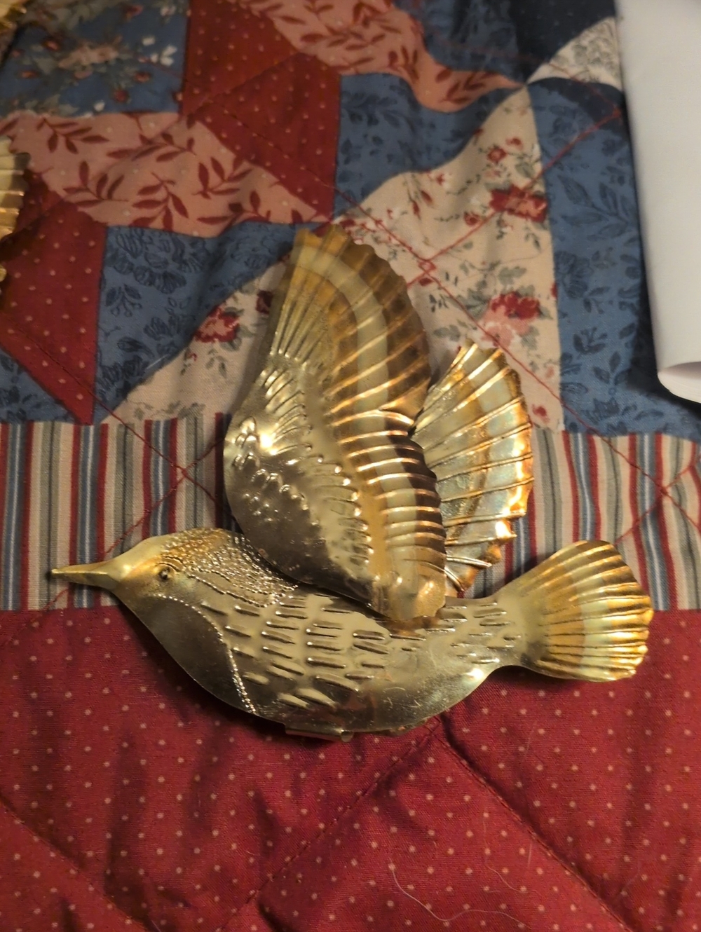 Brass Decorative Flying Bird Wall Sculptures - Set of 4 - Picture 2 of 3